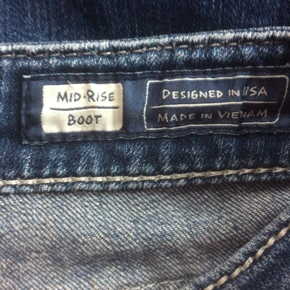 Miss Me Dark Wash Flap Pockets Mid Rise Boot Western Boho Denim Jeans Size 30* - Picture 6 of 10